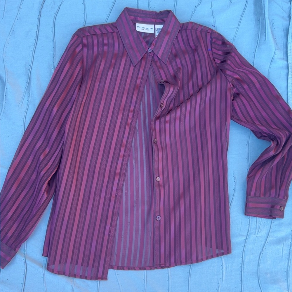 Jaclyn Smith Purple and Pink Striped Blouse